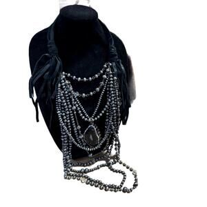 NEW ART BY AMY LABBE navajo pearl necklace in dark stone